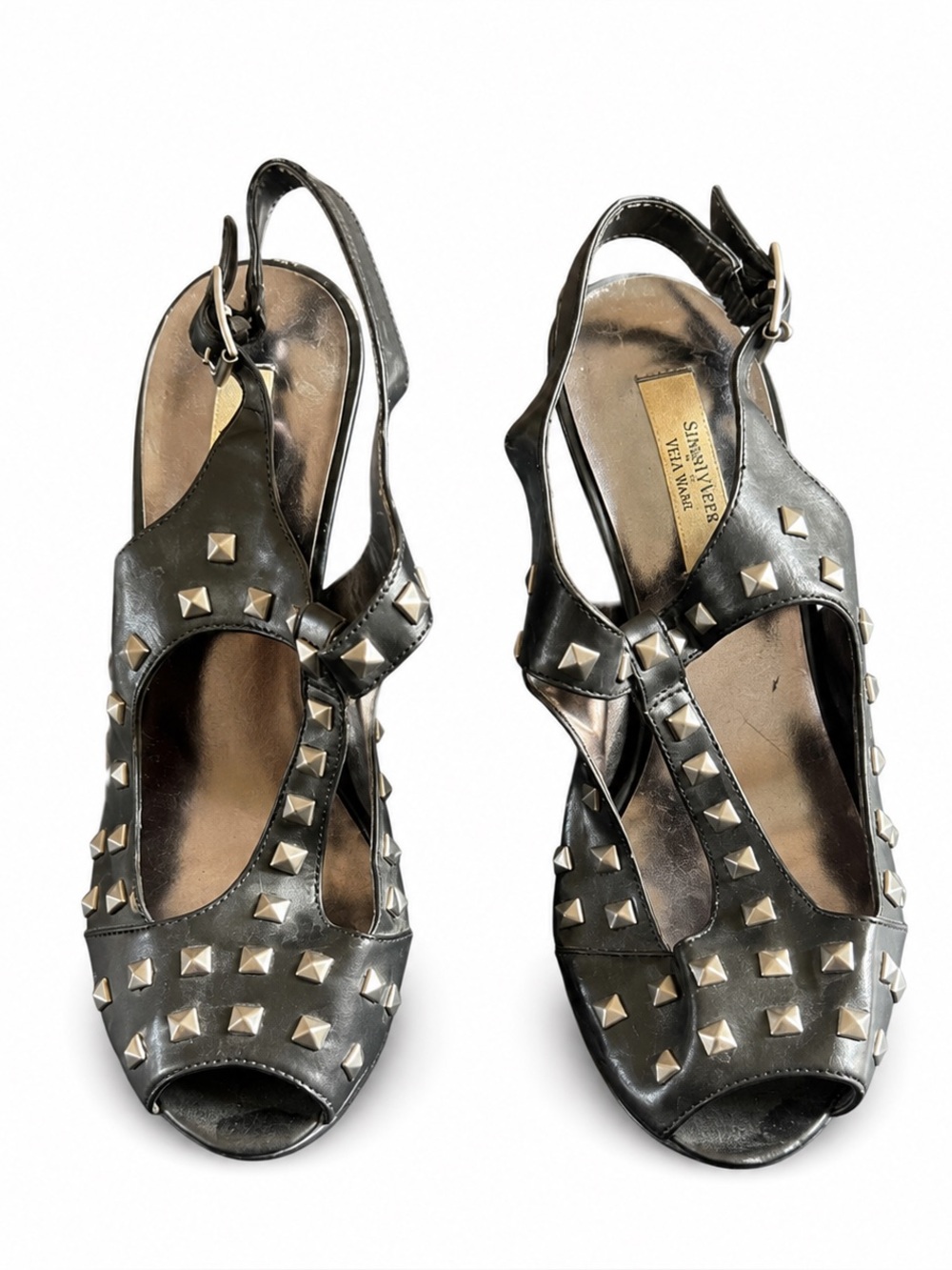 Simply Vera Vera Wang Black Studded Slingback High Heel Sandals